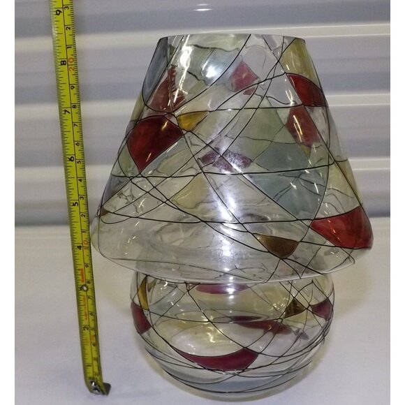 PartyLite Mosaic Calypso Jar Glass Candle Shade Vase & Lampshade Set Abstract - Picture 2 of 12